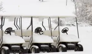 golf carts in snow